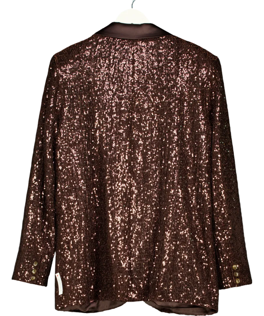 Brown Monsoon X Sarah Corbett-winder Satin Sequin Blazer Bronze UK 22