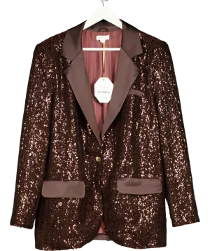 Brown Monsoon X Sarah Corbett-winder Satin Sequin Blazer Bronze UK 22