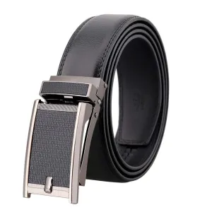 Brown Slide Black Textured Mens Adjustable Ratchet Slide Buckle Belt - Genuine Leather Automatic