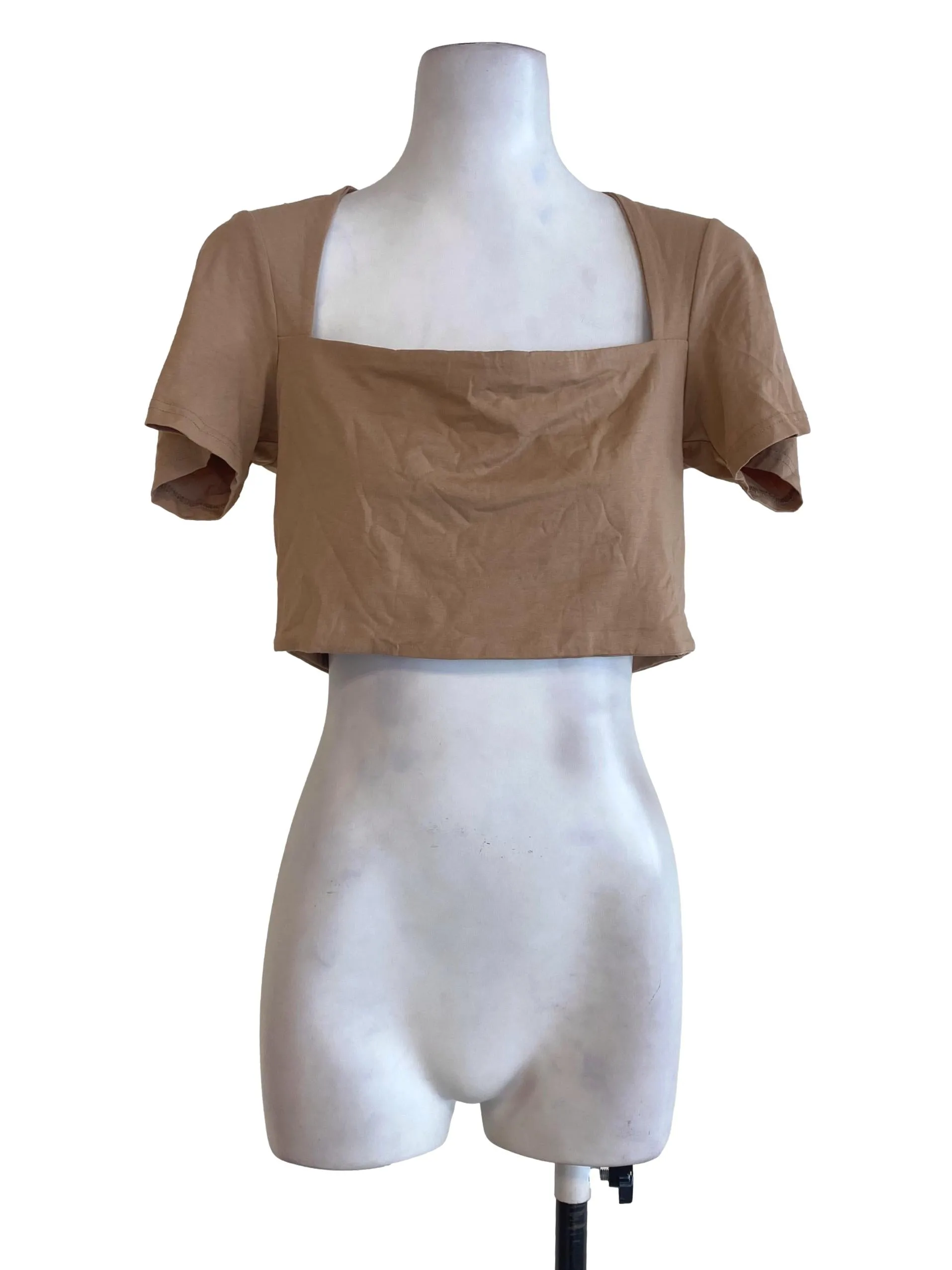 Brown Square Neck Top