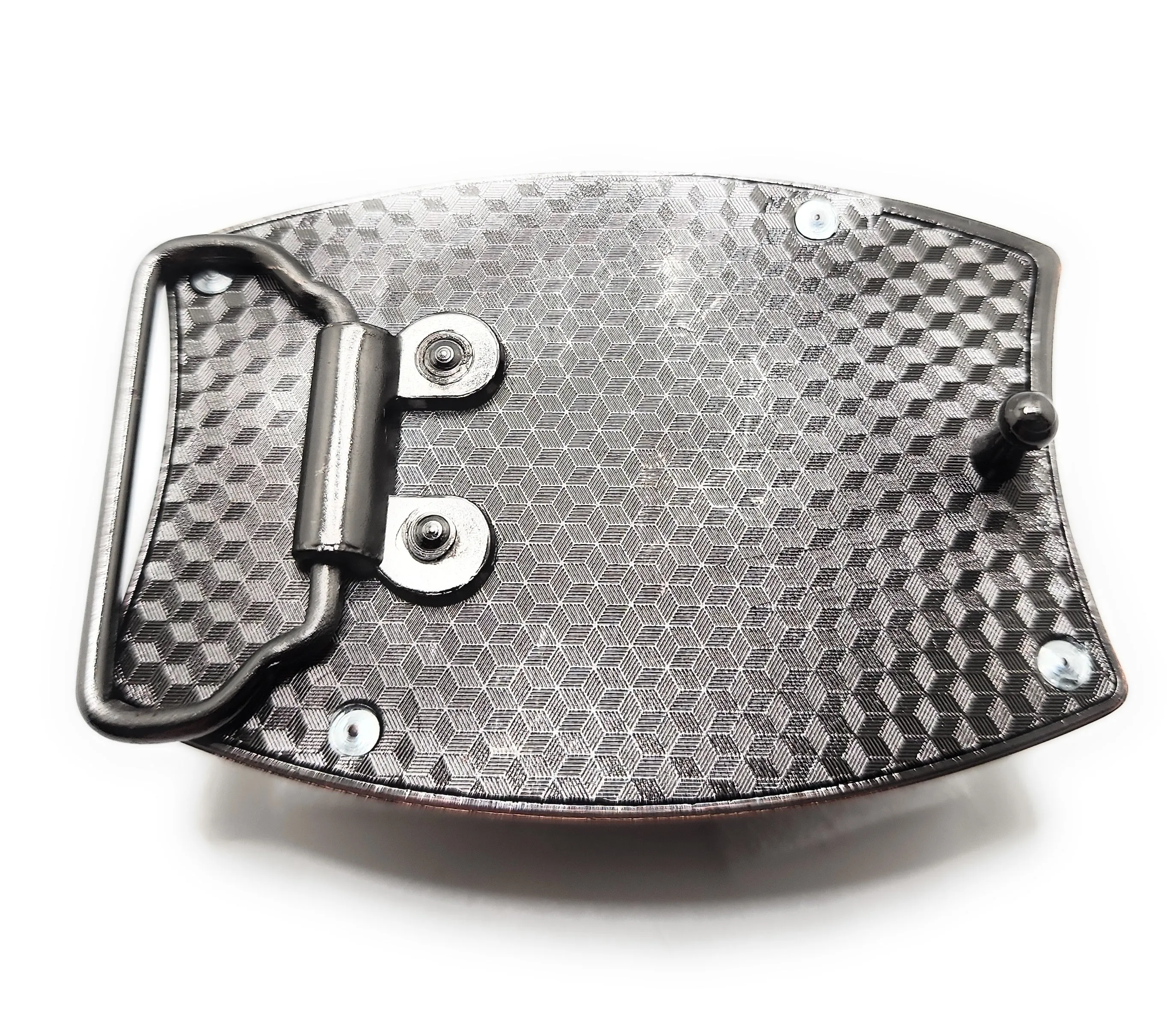 Brushed Copper Wolf Head Folding Knife Belt Buckle Push-Button-Release