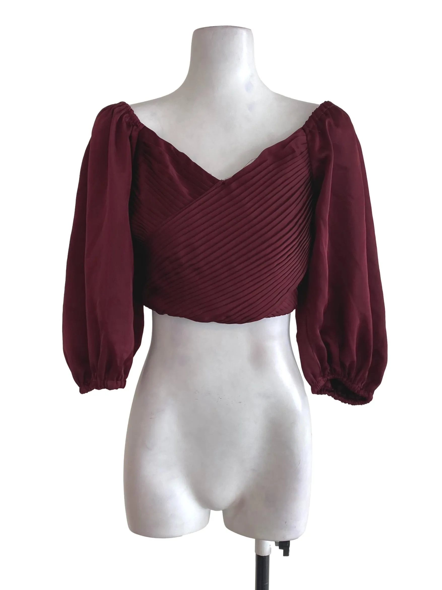 Burgundy Pleated Top