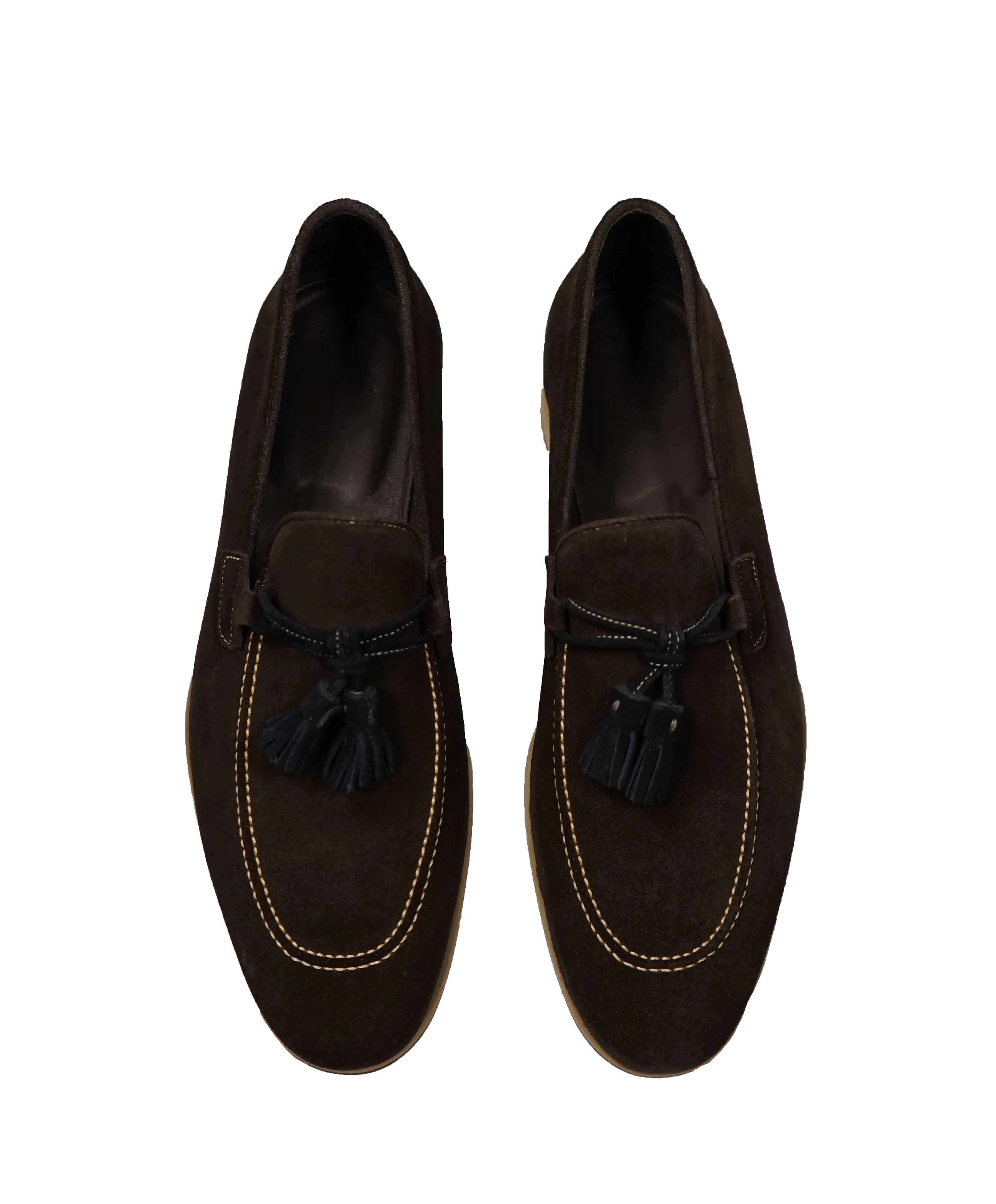 CANALI - BiColor Blue & Brown Suede Tassel Loafers - 9
