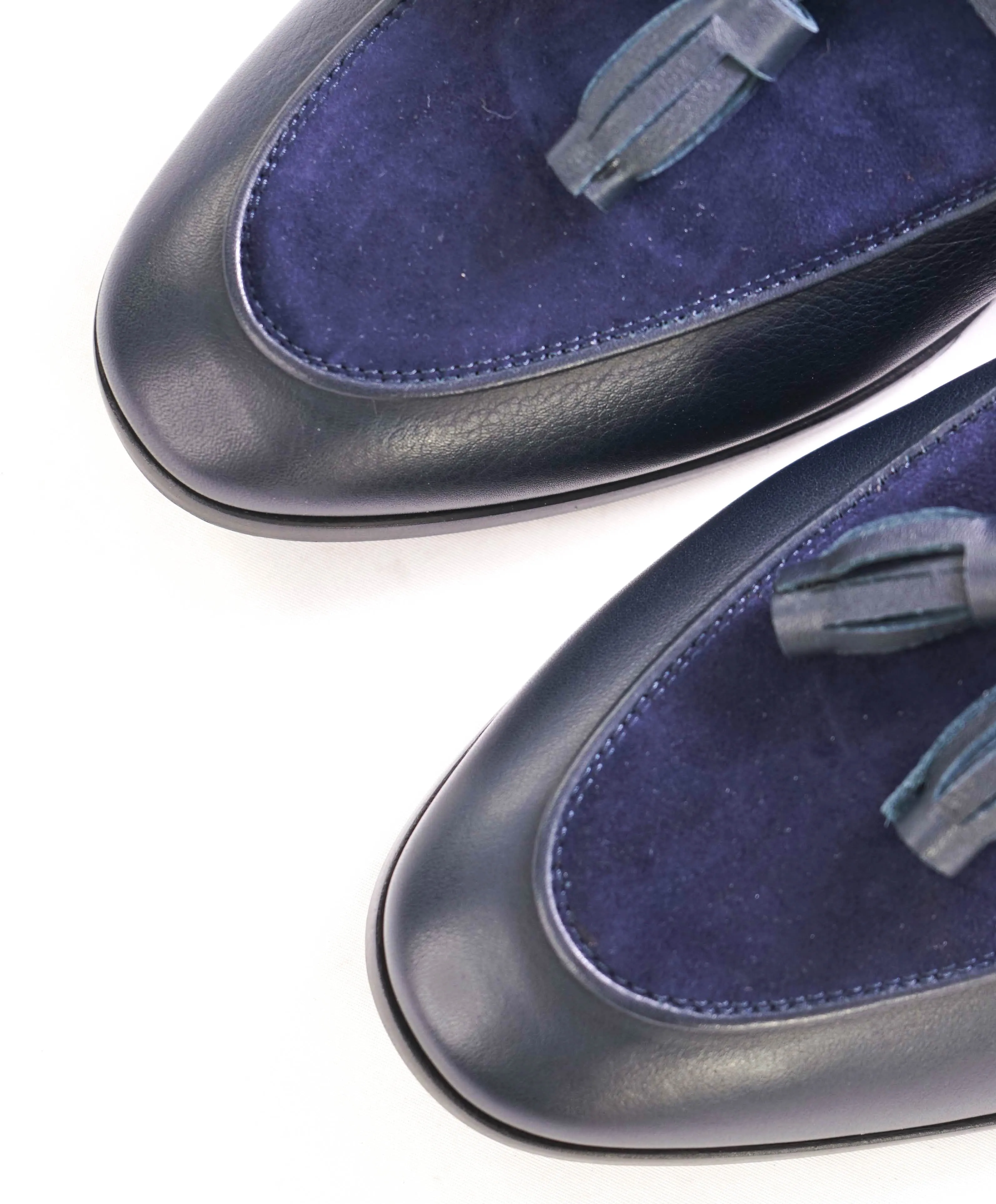 CANALI -  Hand Stitched SUEDE/LEATHER Navy Blue Tassel Loafers - 8.5 US