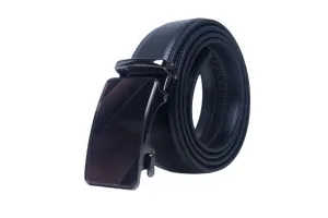 Celino Black 100% Leather Belt Adjustable Ratchet Slide Buckle One Size Fits All