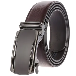 Celino Brown 100% Leather Belt Adjustable Ratchet Slide Buckle One Size Fits All
