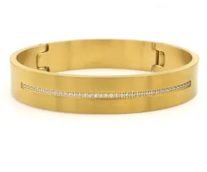 Center Row Wide Gold Bangle Bracelet