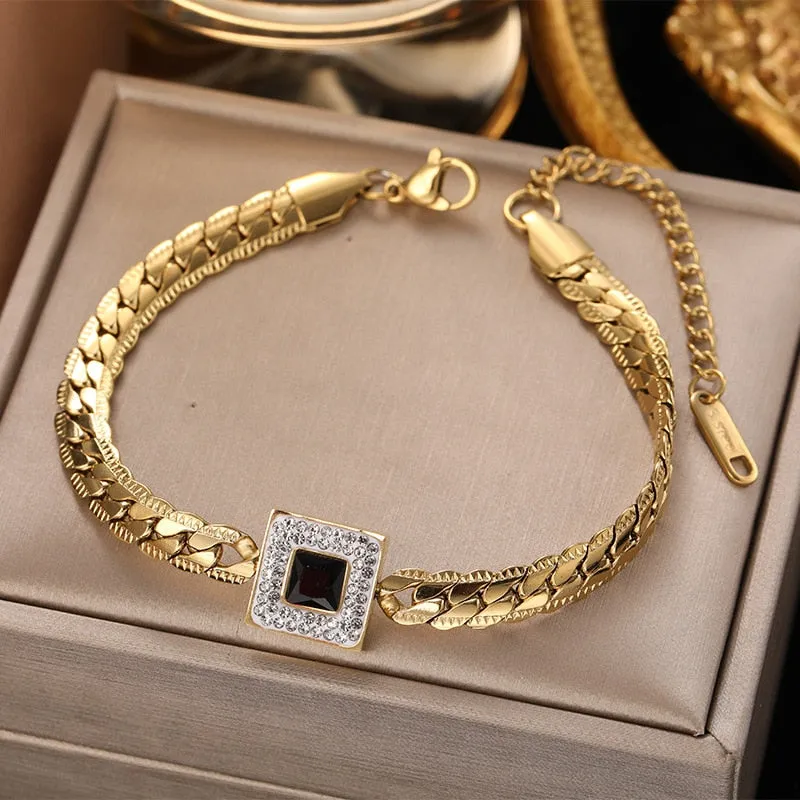 Charm Green Emerald Bangle Bracelet For Women Jewelry Party