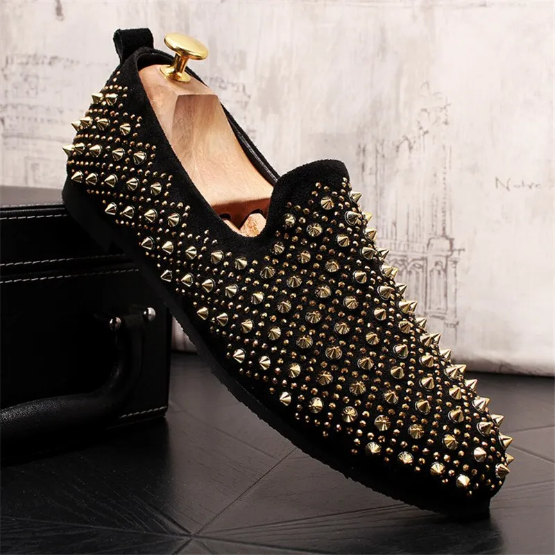 Chaussures Mocassin Homme Luxe Slip On Designer Rivet Shoes Loafers Fashion Chaussure Homme Cuir