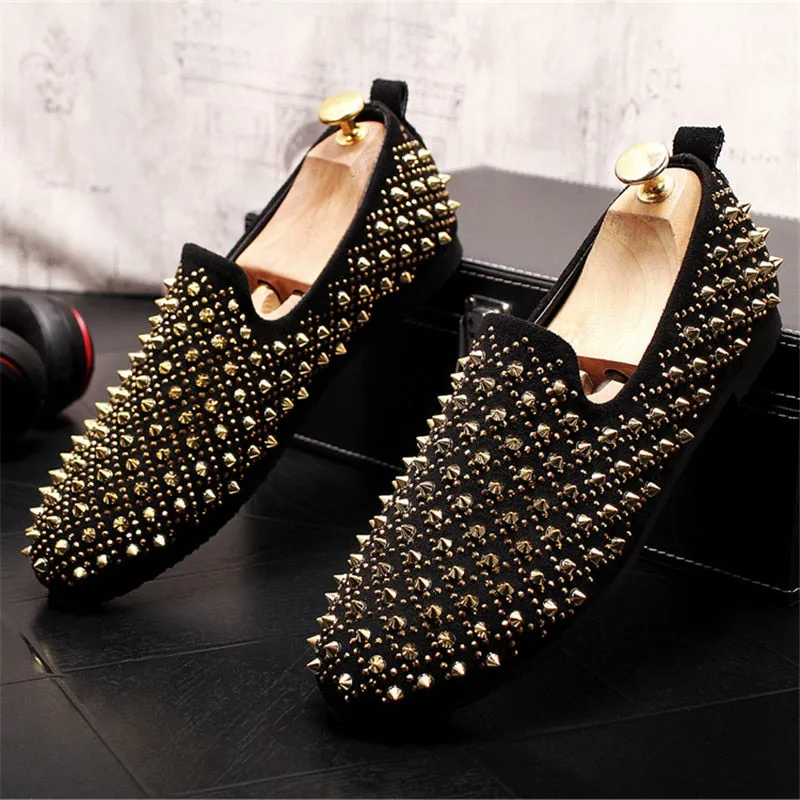 Chaussures Mocassin Homme Luxe Slip On Designer Rivet Shoes Loafers Fashion Chaussure Homme Cuir