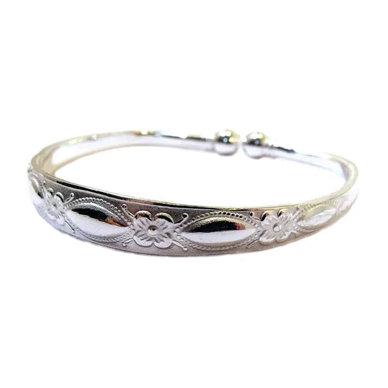 Children's Bracelets:  Silver Plated, Beautifully Embossed Cuff Bangles with Gift Box THIS MONTH'S SPECIAL