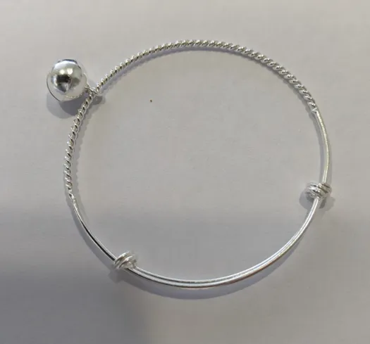 Children's Bracelets:  Sterling Silver, Adjustable, Tinkling Bell Charm Bangles