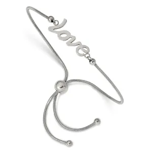 Chisel Stainless Steel Polished LOVE Adjustable Bracelet
