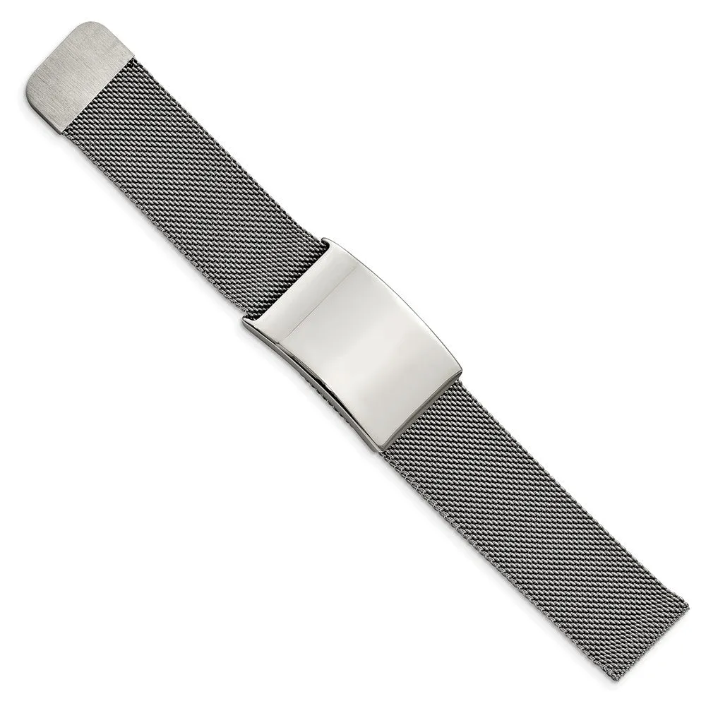 Chisel Stainless Steel Polished Mesh Adjustable ID Bracelet