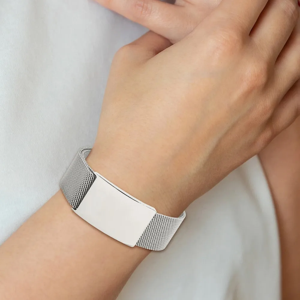 Chisel Stainless Steel Polished Mesh Adjustable ID Bracelet