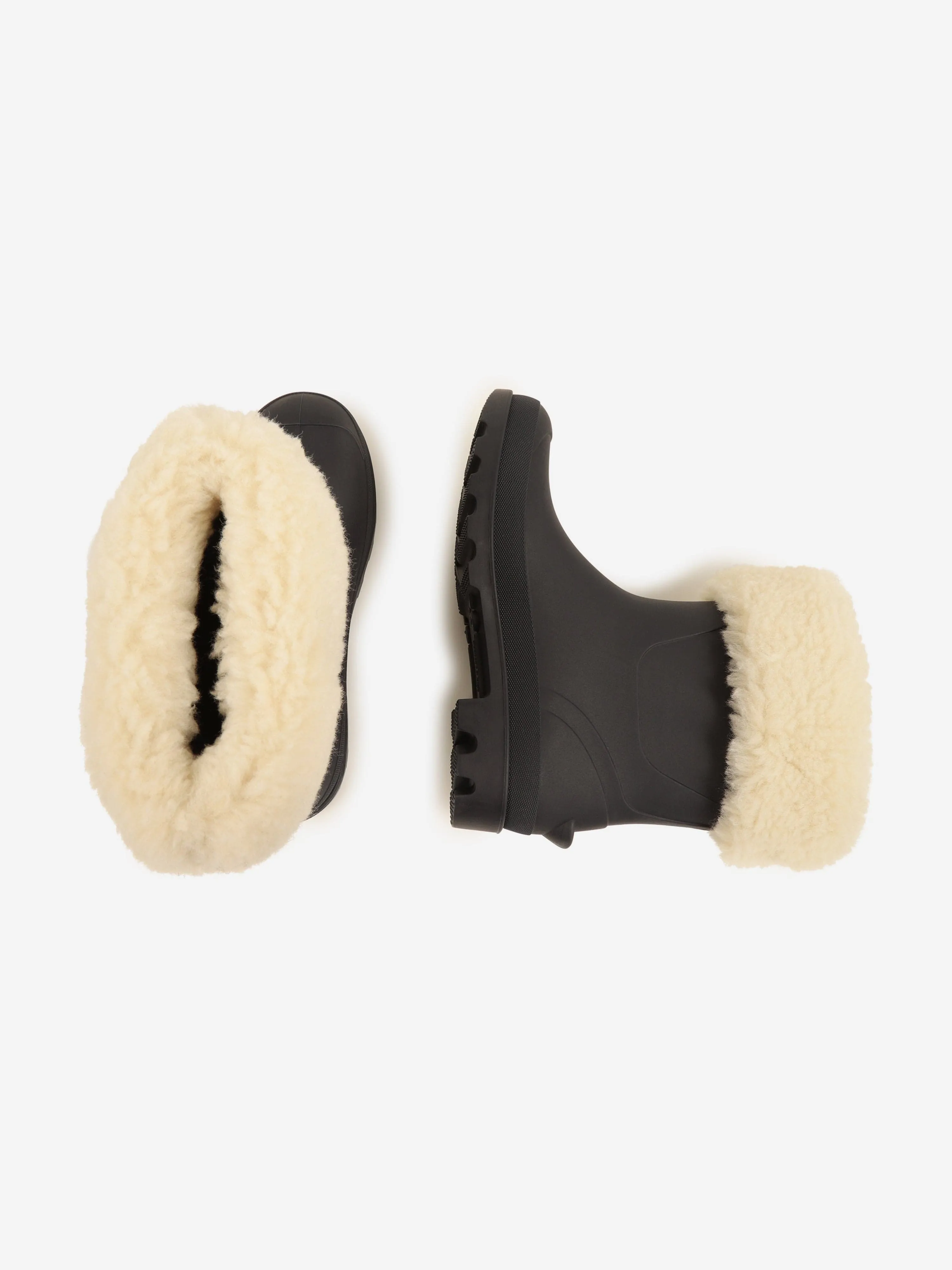 Chloé Girls Faux Faur Trim Rain Boots in Navy