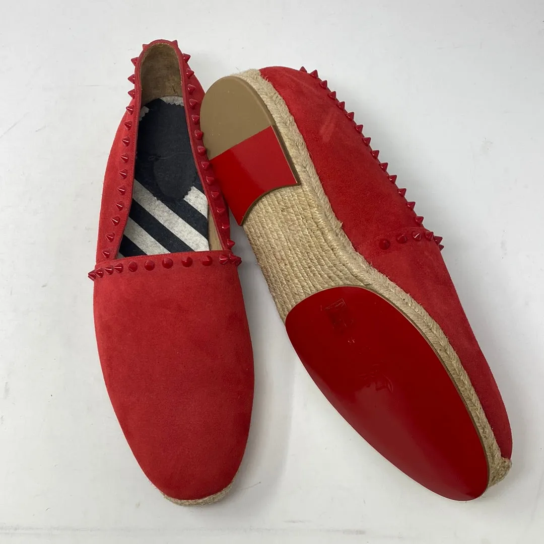 Christian Louboutin Red Suede Espadrille with Studs