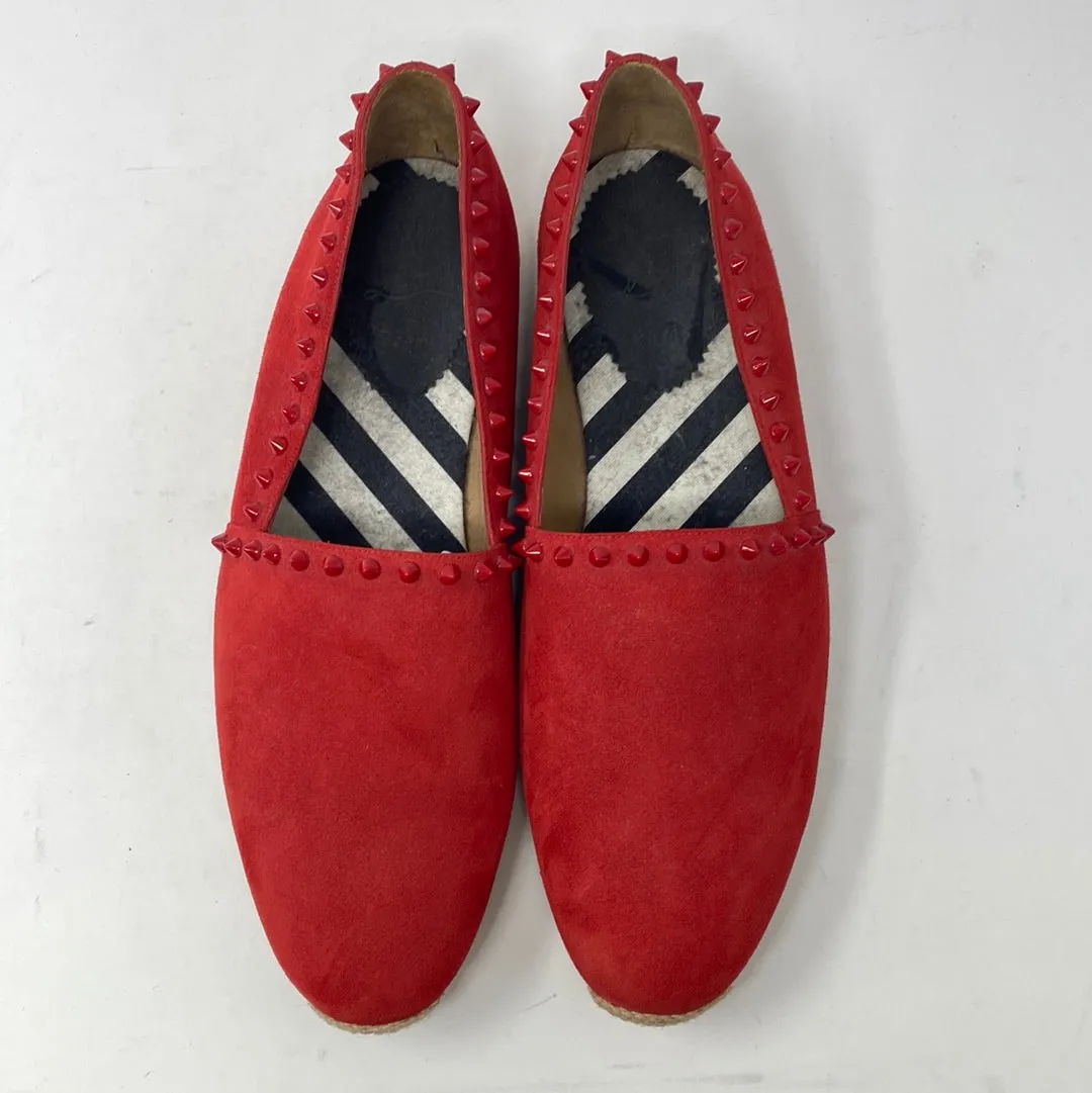 Christian Louboutin Red Suede Espadrille with Studs