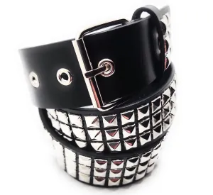 Chrome on Black Pyramid Studded Belt Trim-to-Fit Punk
