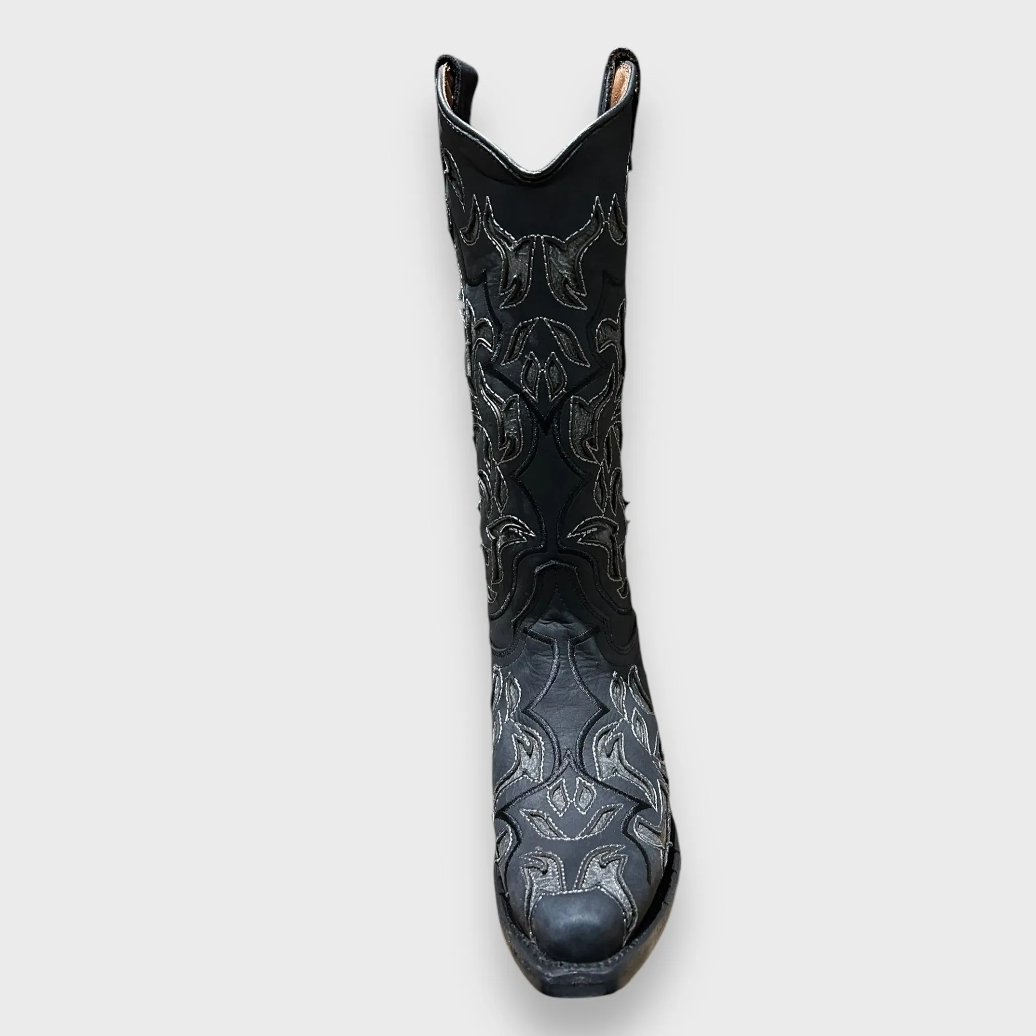 Circle G by Corral Ladies Western Inlay Snip Toe Boots in Black/Grey L6033