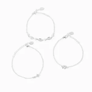 Claire's Club Silver Sea Critter Anklets - 3 Pack