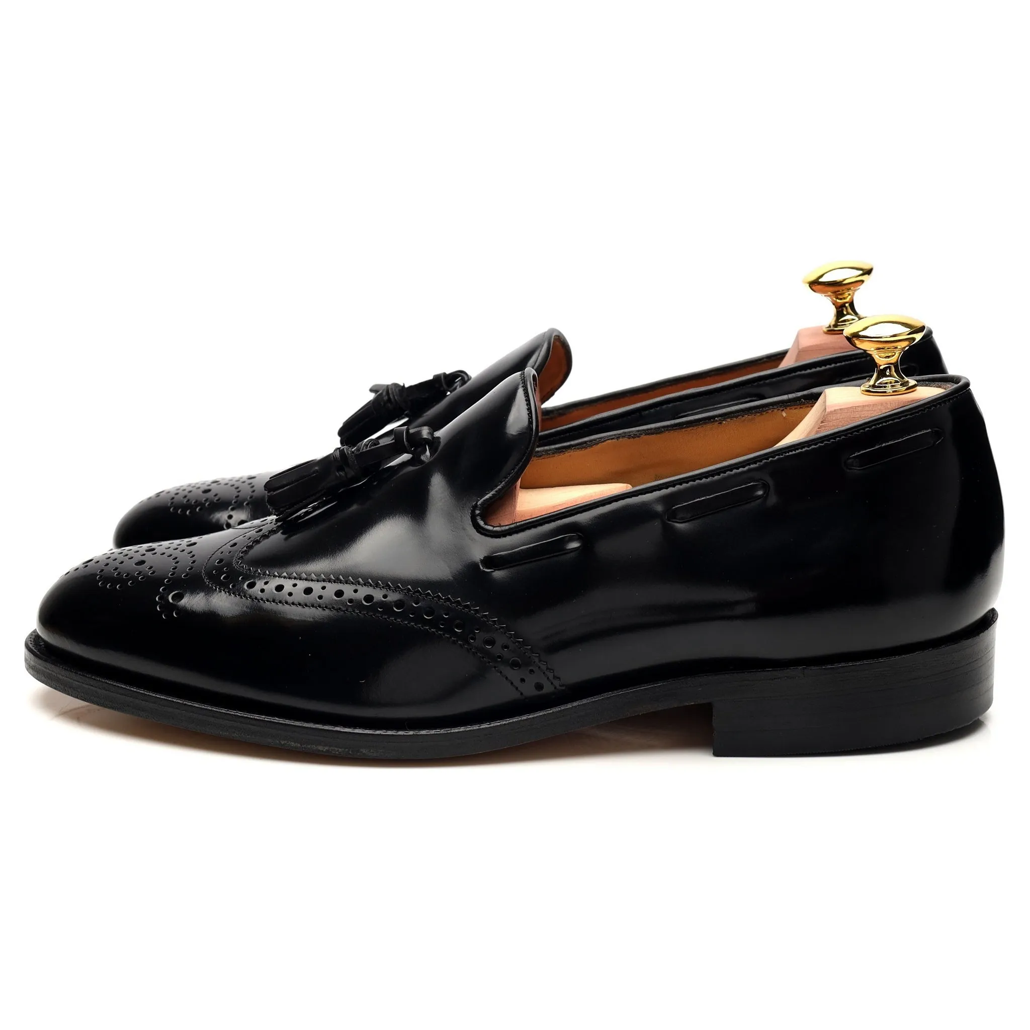 'Clive' Black Leather Tassel Loafers UK 7.5 F