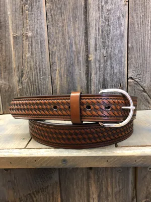 CLN2610402-48-Brown Belt 1 1/2" Basket Stamp - Hired Hand
