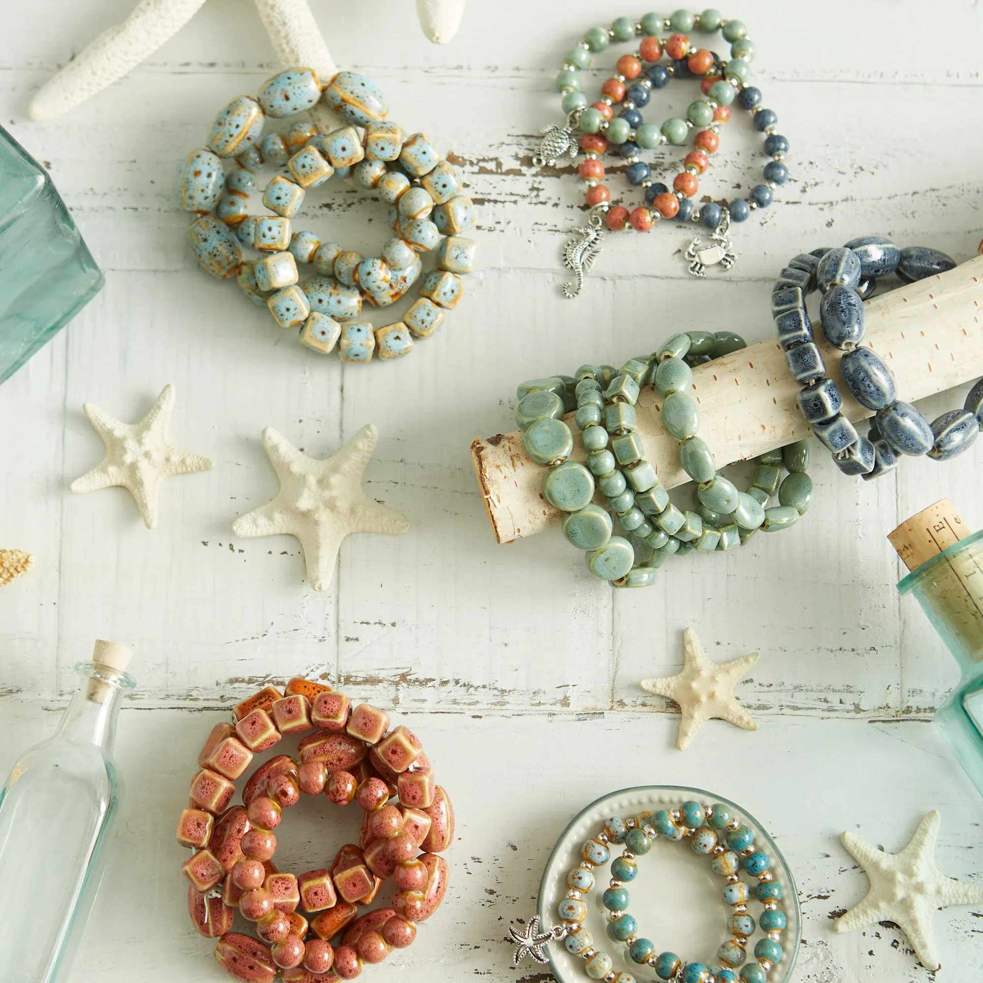 Coastal Clay Charms Bracelet - Mixed 24 Pack