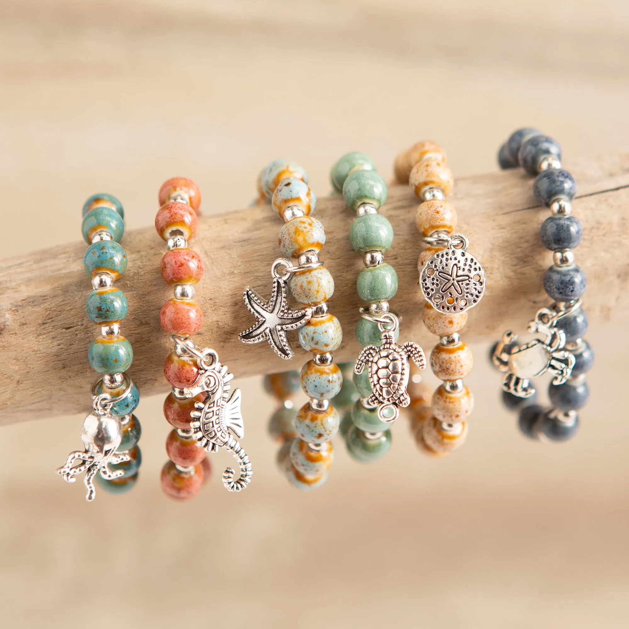 Coastal Clay Charms Bracelet - Mixed 24 Pack