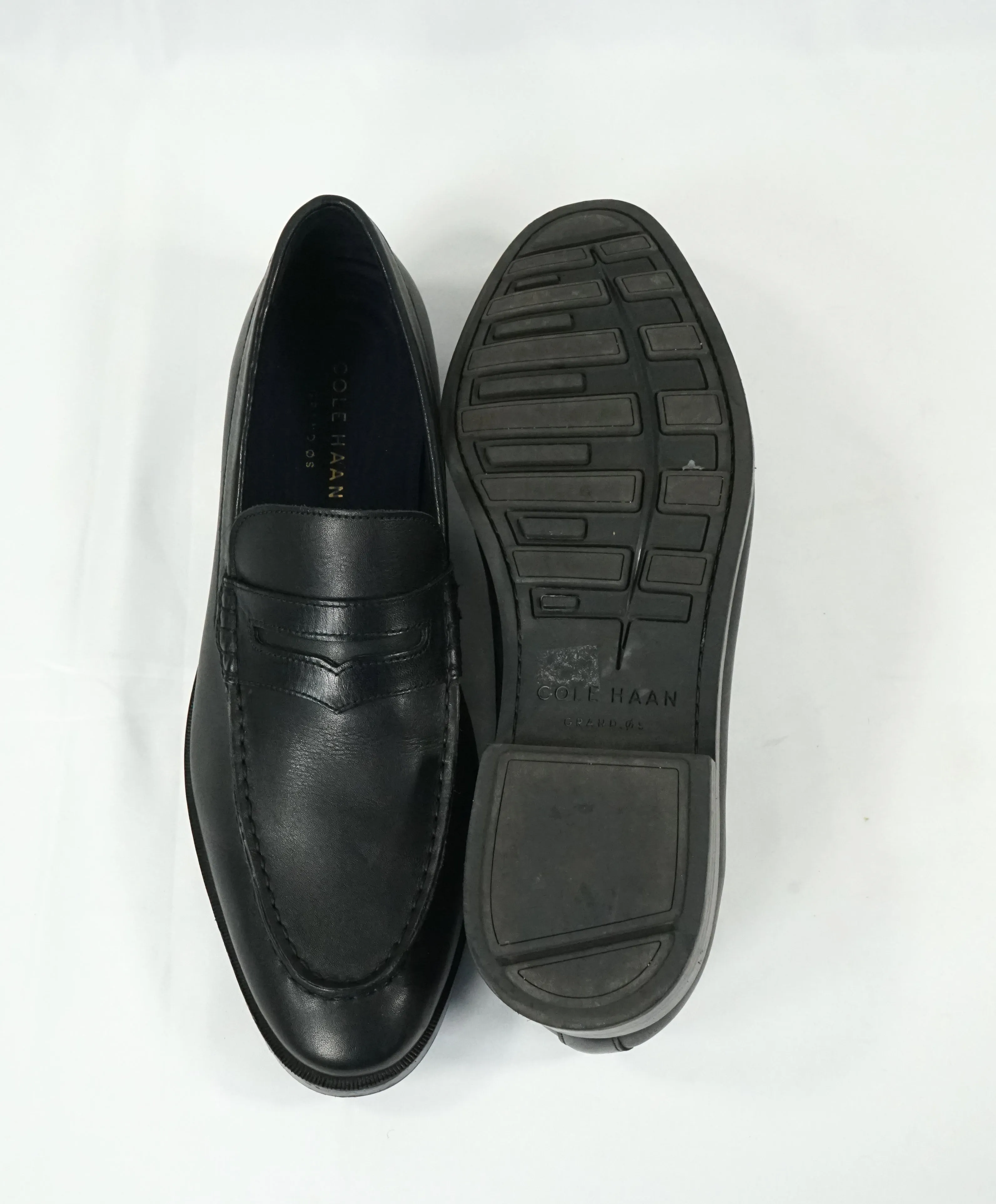 COLE HAAN - Grand OS Black V Penny Loafers - 10.5