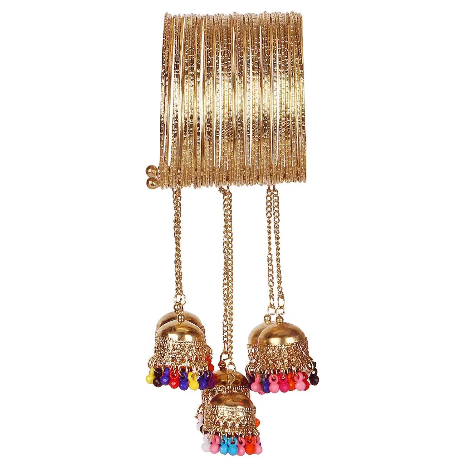 Combo of 2 Bangle Bracelet with Multicolor Beads Jhumki