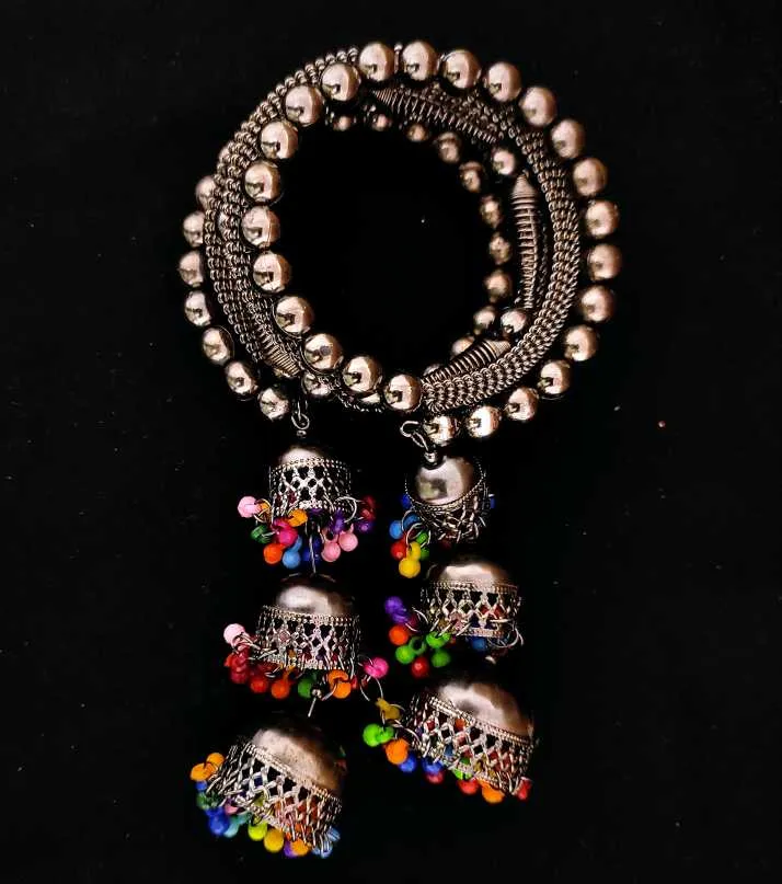 Combo of 2 Bangle Bracelet with Multicolor Beads Jhumki