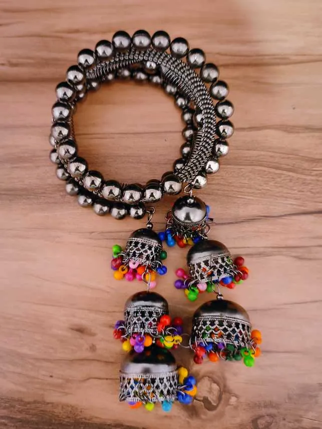 Combo of 2 Bangle Bracelet with Multicolor Beads Jhumki