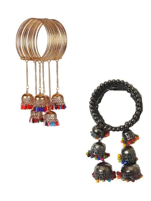 Combo of 2 Bangle Bracelet with Multicolor Beads Jhumki