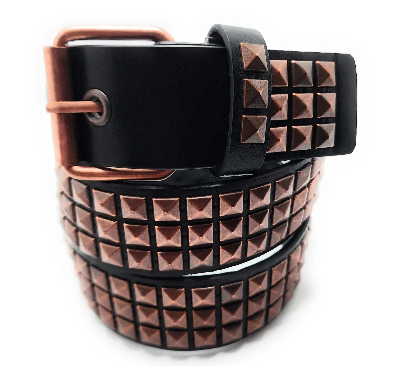 Copper on Black Pyramid Studded Belt Trim-to-Fit Punk
