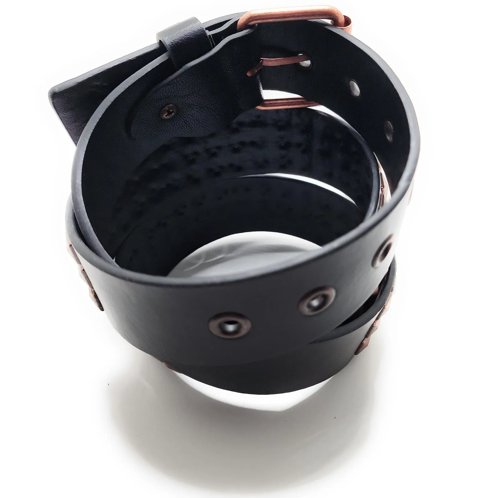 Copper on Black Pyramid Studded Belt Trim-to-Fit Punk