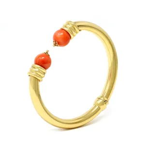 Coral Bead Bangle in 18K, Circa 1980
