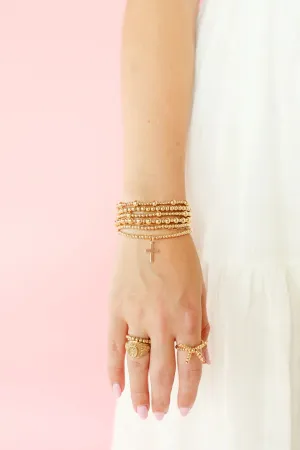 Cross Gold Charm Bracelet | Standard 6.75"