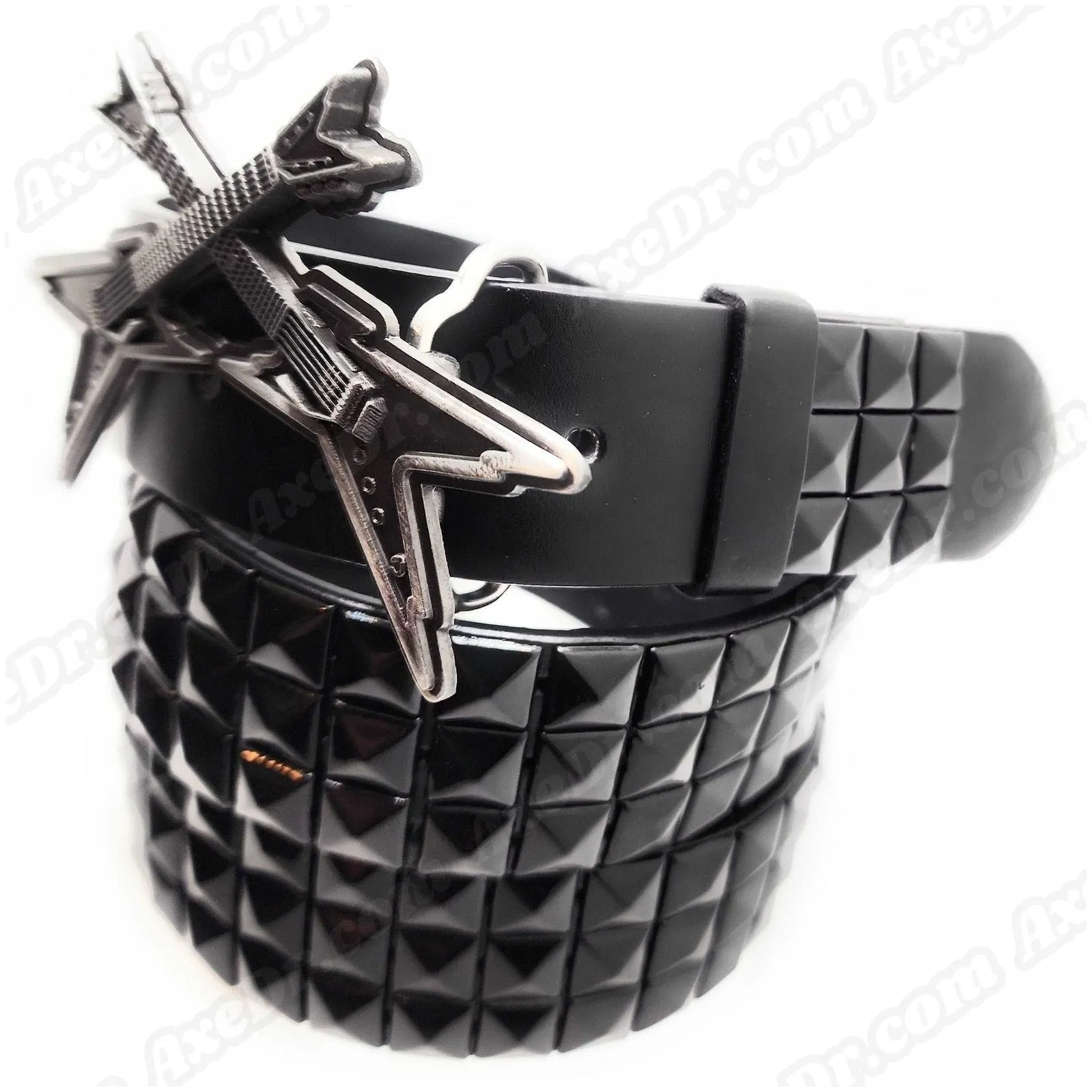Crossed Axes Belt Buckle and Pyramid Studded Belt