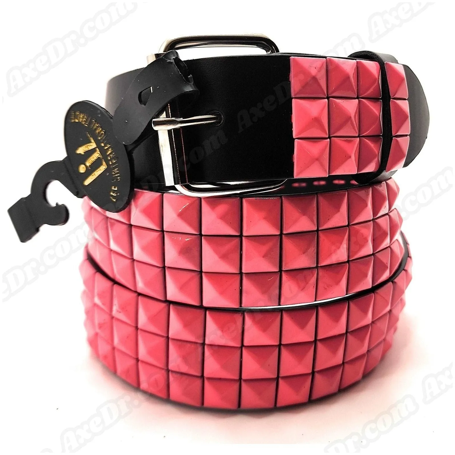 Crossed Axes Belt Buckle and Pyramid Studded Belt