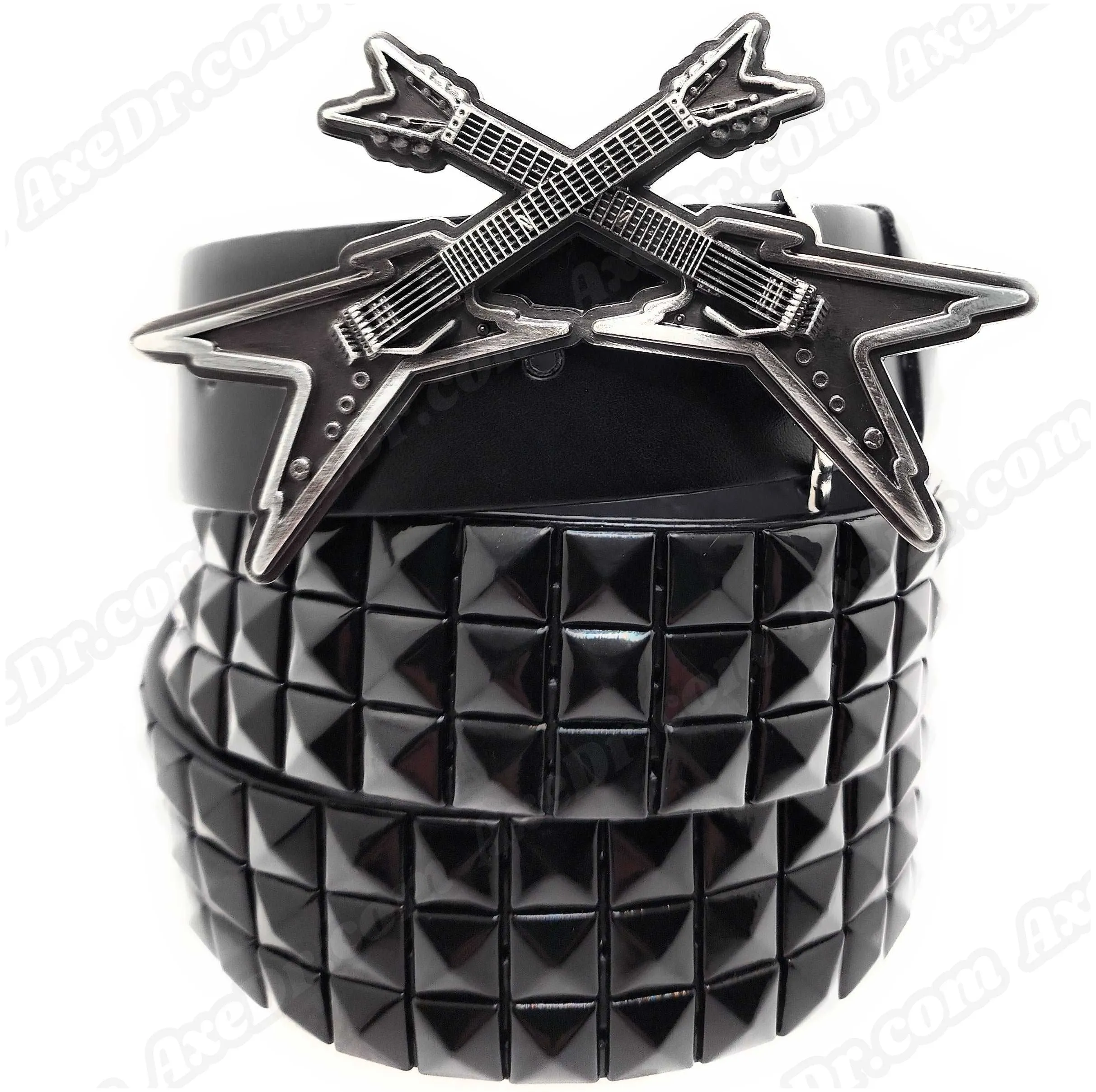 Crossed Axes Belt Buckle and Pyramid Studded Belt