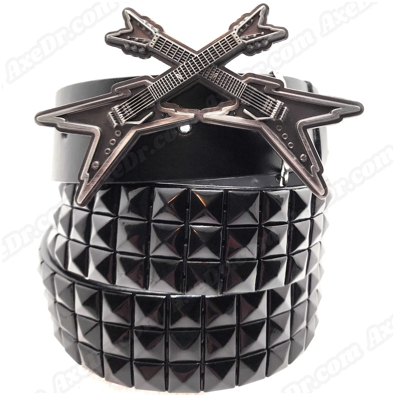 Crossed Axes Belt Buckle and Pyramid Studded Belt