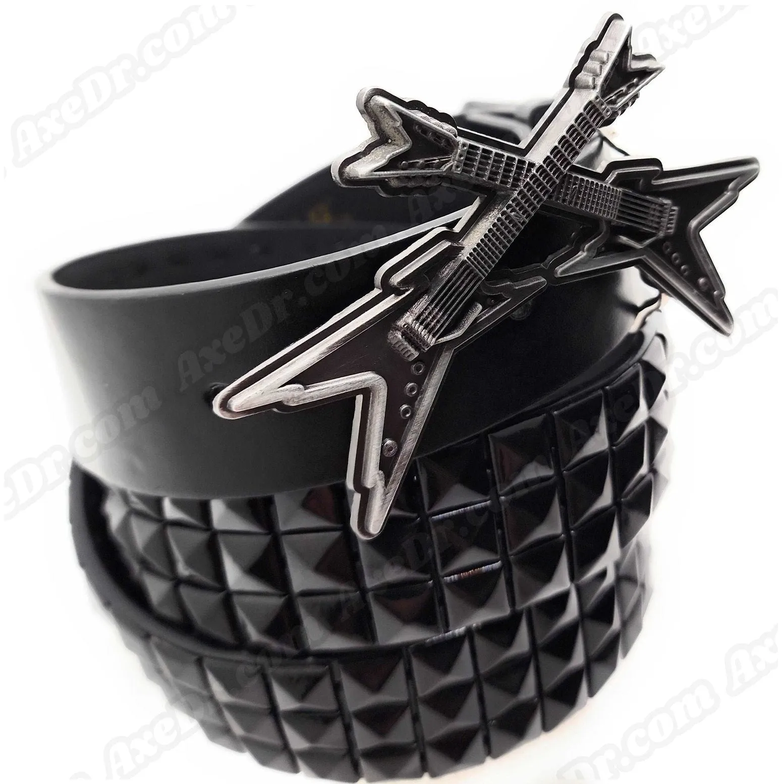 Crossed Axes Belt Buckle and Pyramid Studded Belt