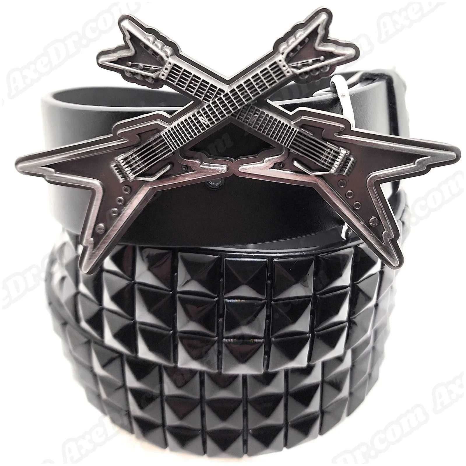 Crossed Axes Belt Buckle and Pyramid Studded Belt