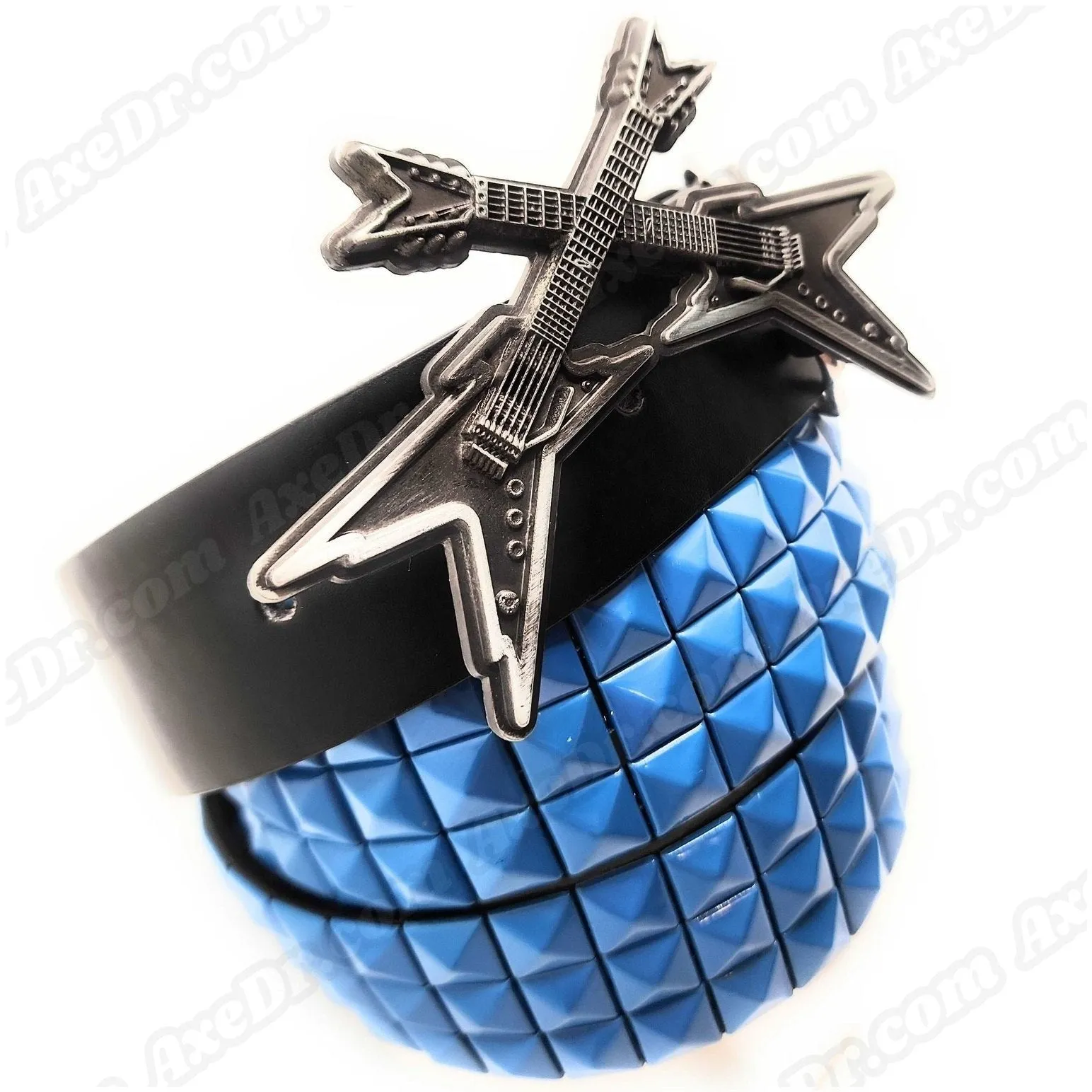Crossed Axes Belt Buckle and Pyramid Studded Belt
