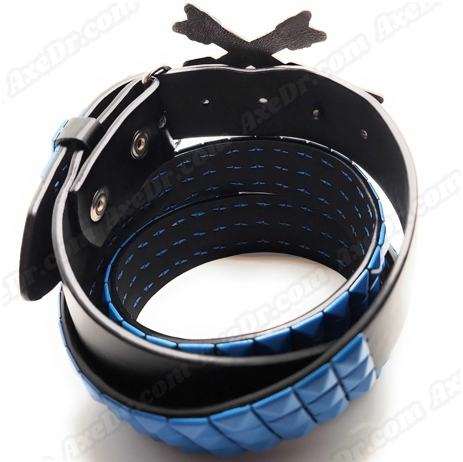 Crossed Axes Belt Buckle and Pyramid Studded Belt