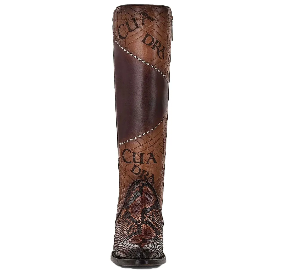 Cuadra Genuine Python Brown Leather Boot with Laser Engraved Details 3F66PH