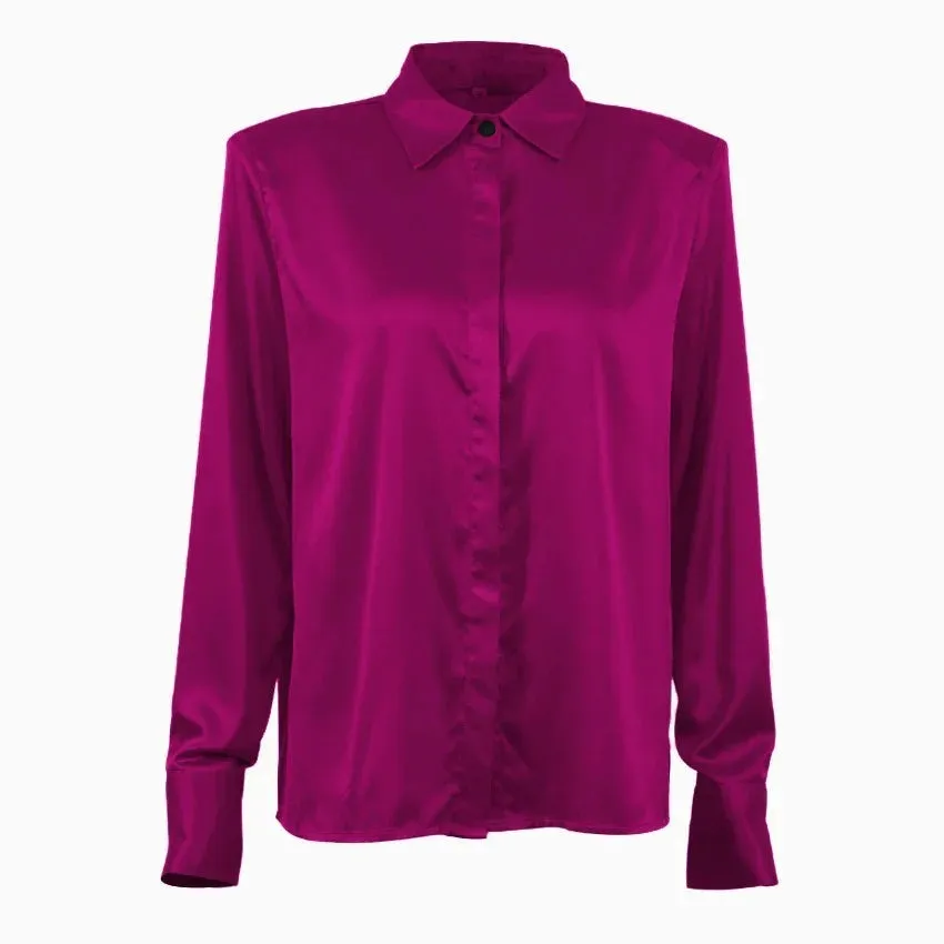 Curved Hem Silk Shirt( CLEARANCE SALE