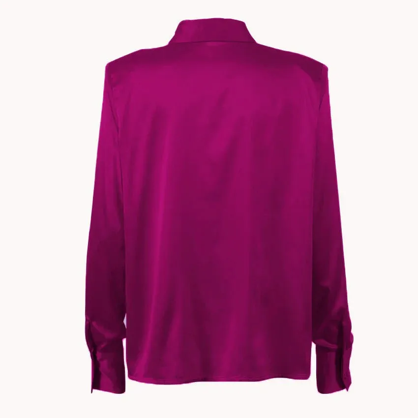Curved Hem Silk Shirt( CLEARANCE SALE