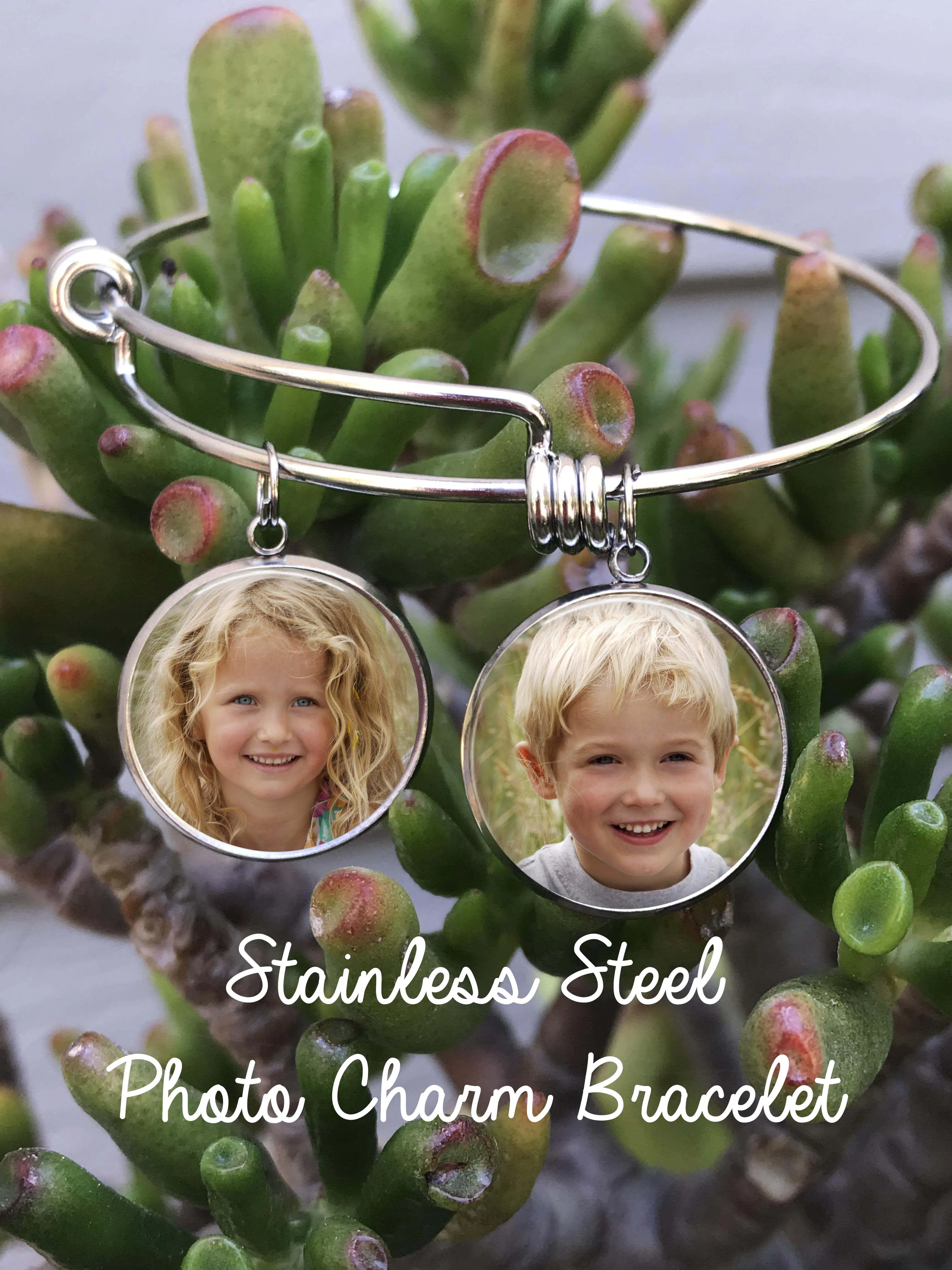 Custom photo charm bracelet - single sided charms